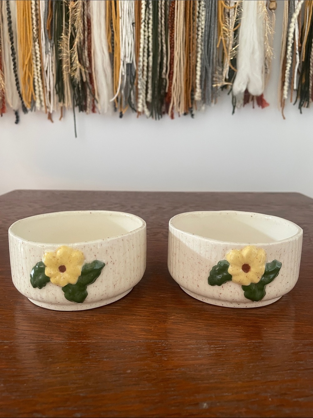 Cream Ceramic Flower Ramekins - Set of 2 vintage multiple uses